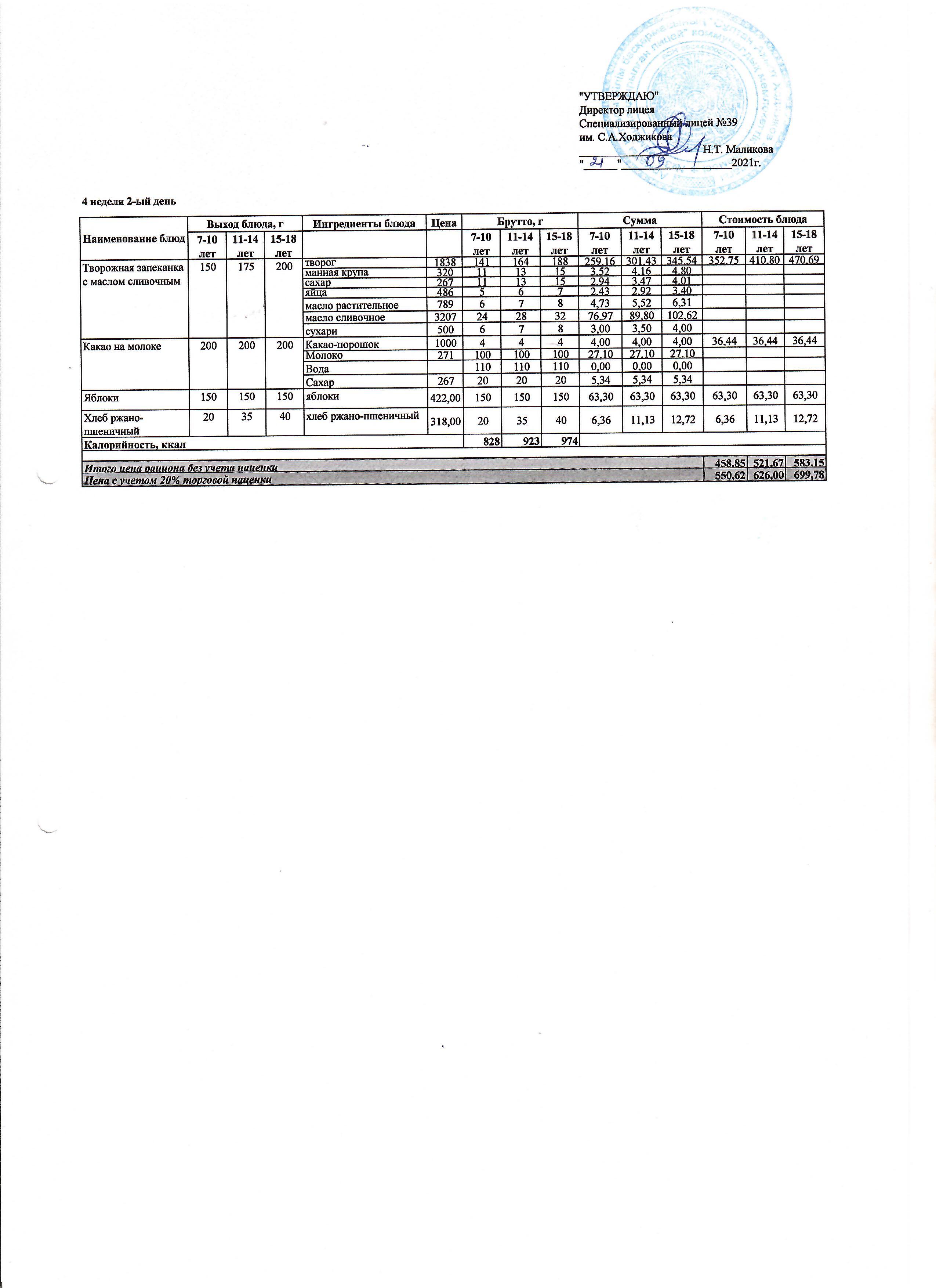 Ас мәзірі 21.09.2021ж