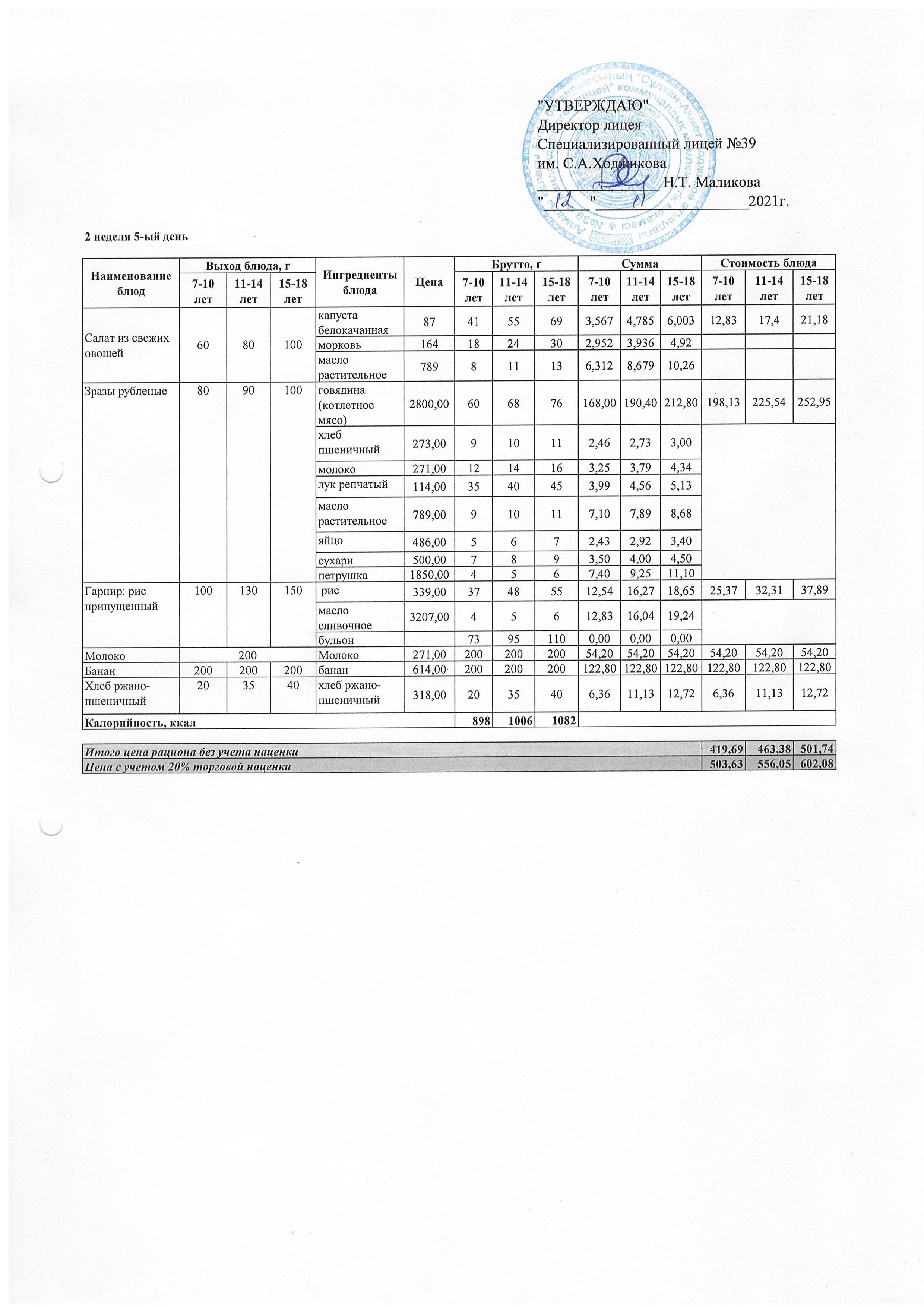 Ас мәзірі 12.11.2021 ж