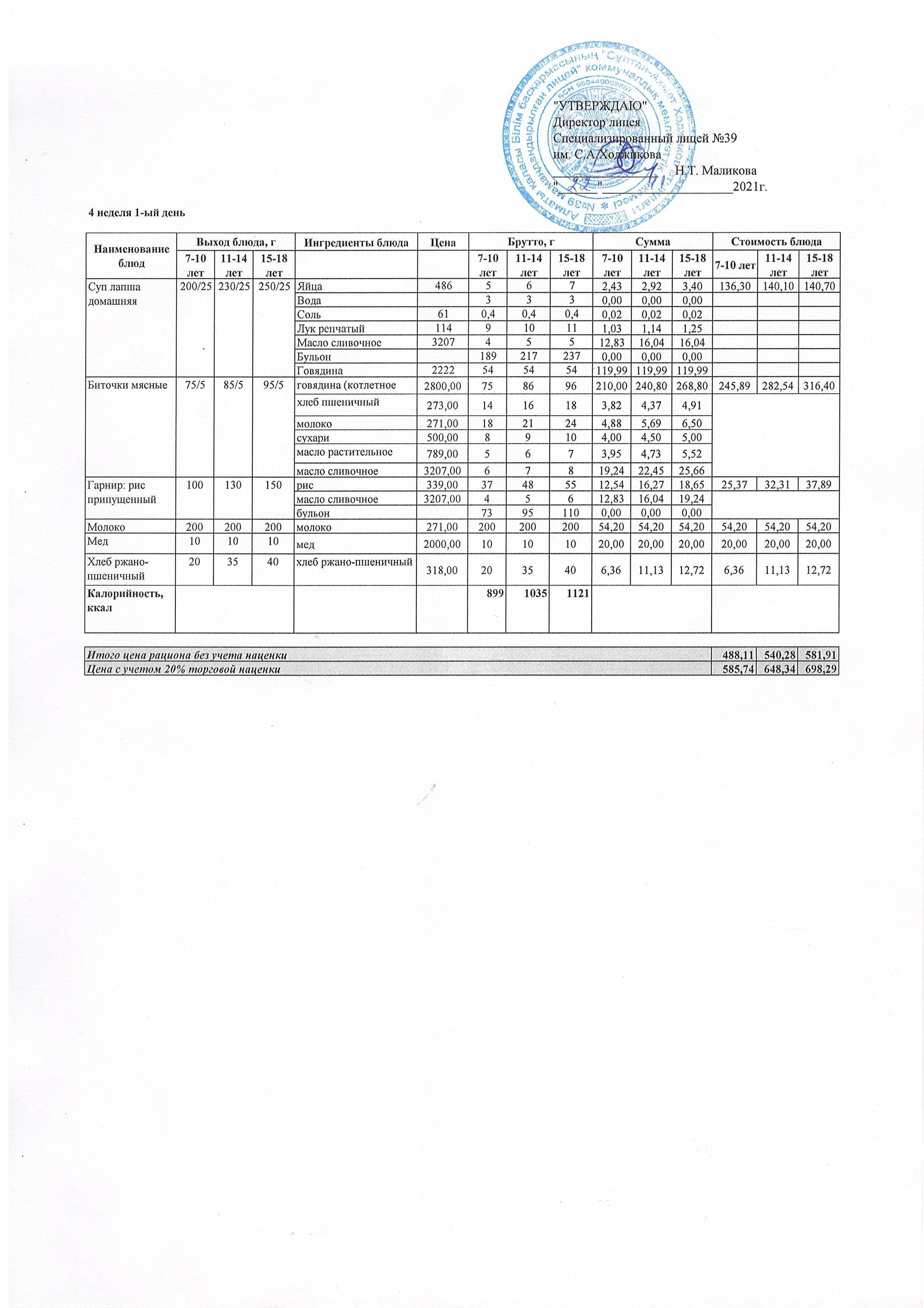 Ас мәзірі 22.11.2021ж