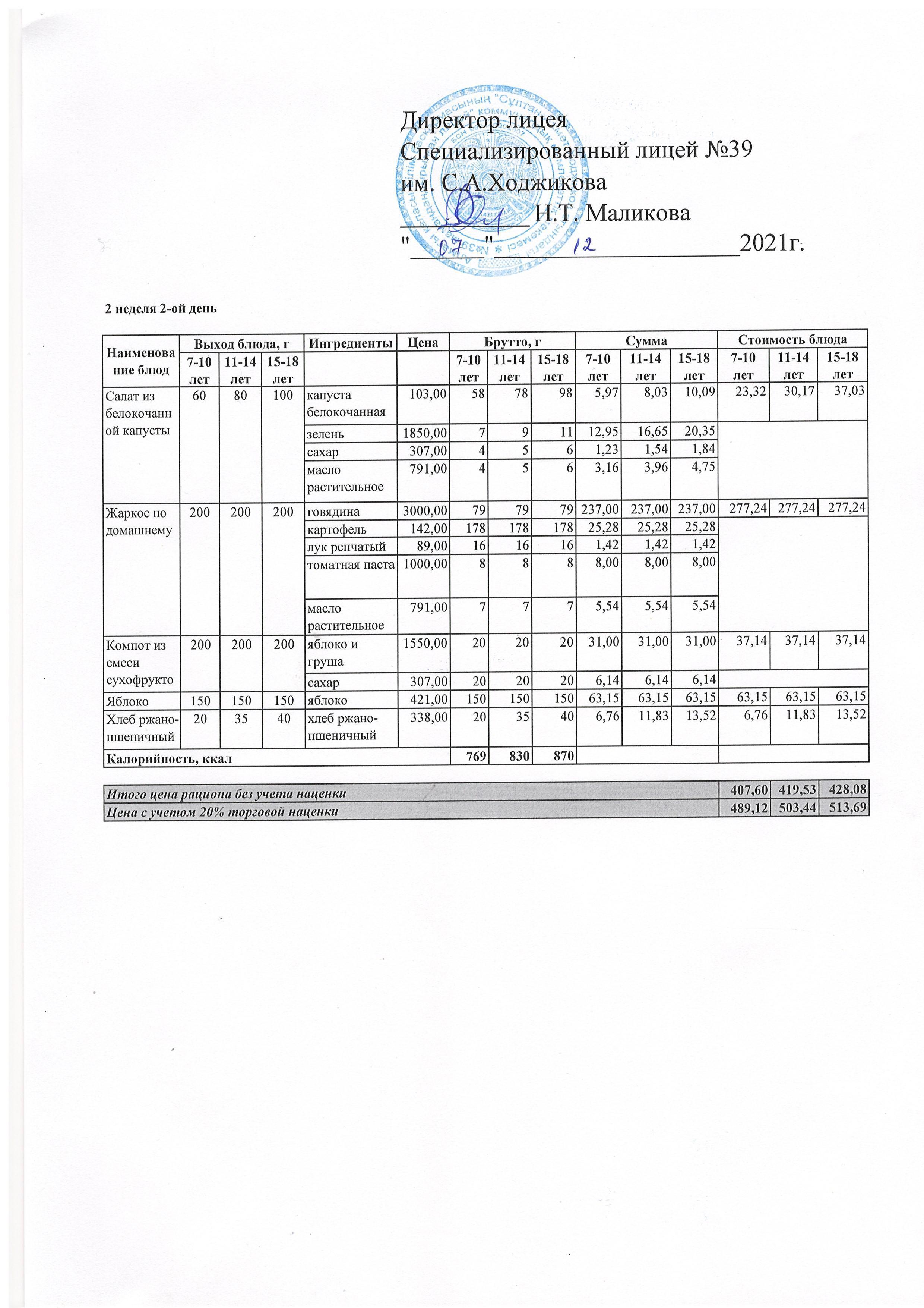 Ас мәзірі 07.12.2021ж