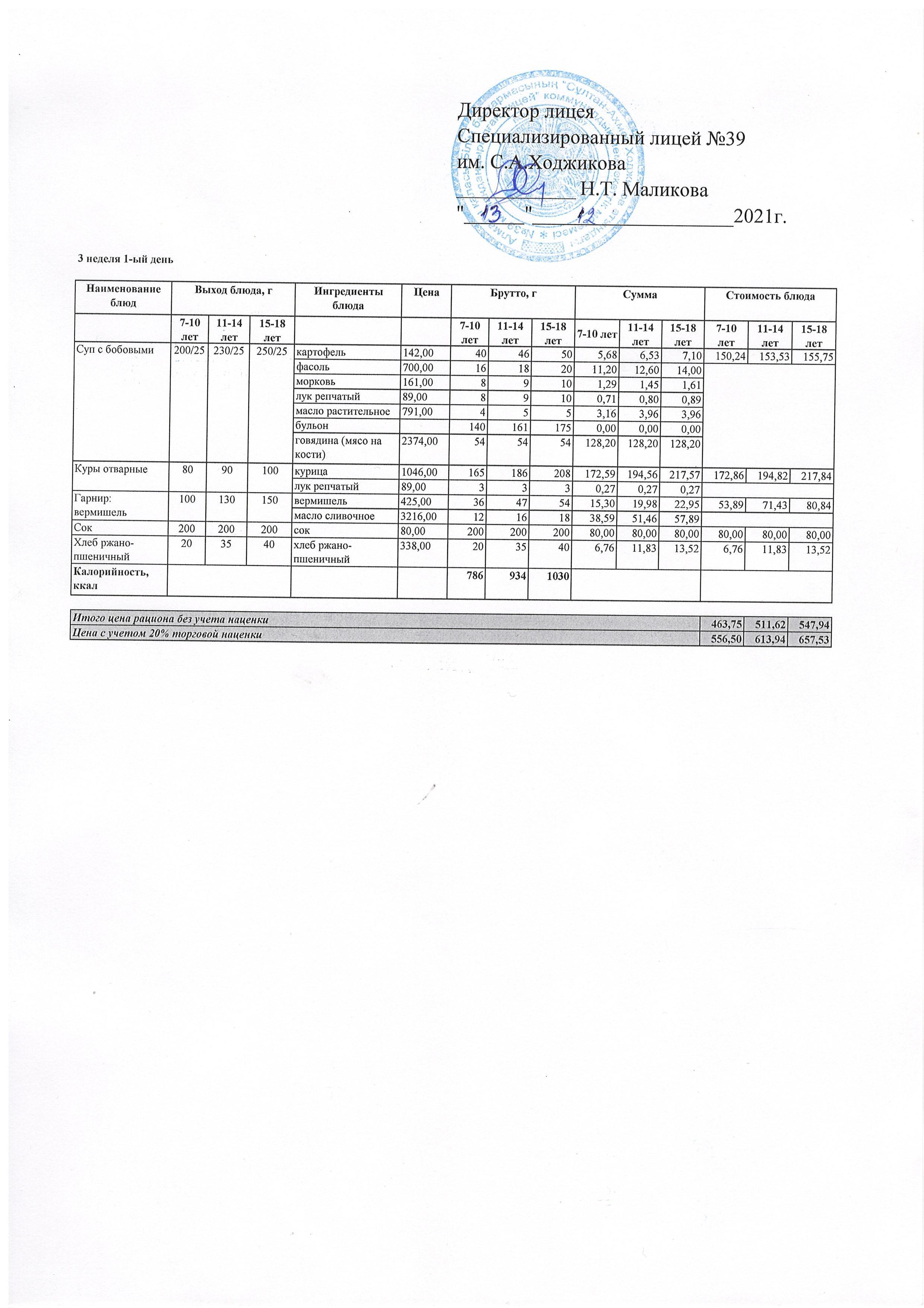 Ас мәзірі 13.12.2021ж