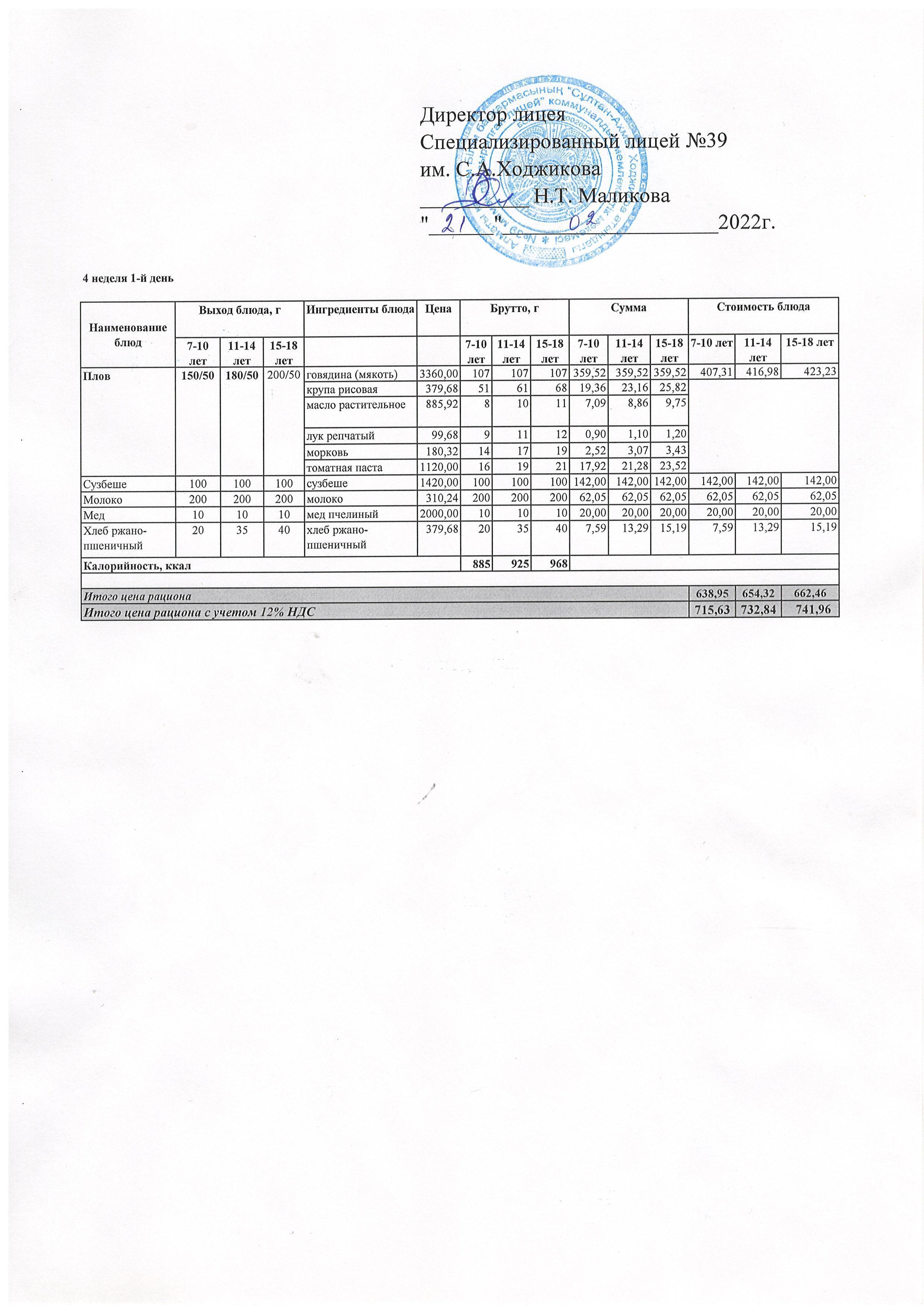 Ас мәзірі 21.02.2022ж