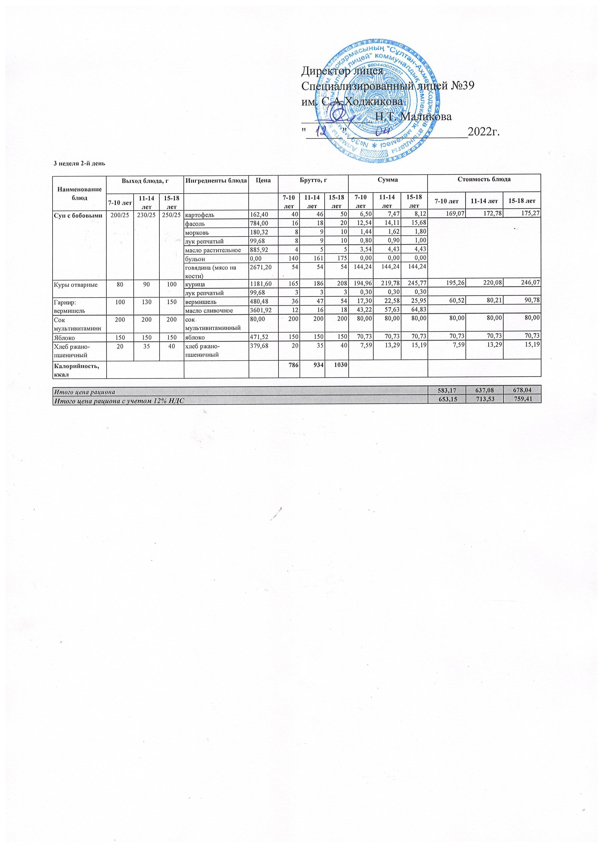 Ас мәзірі 12.04.2022ж