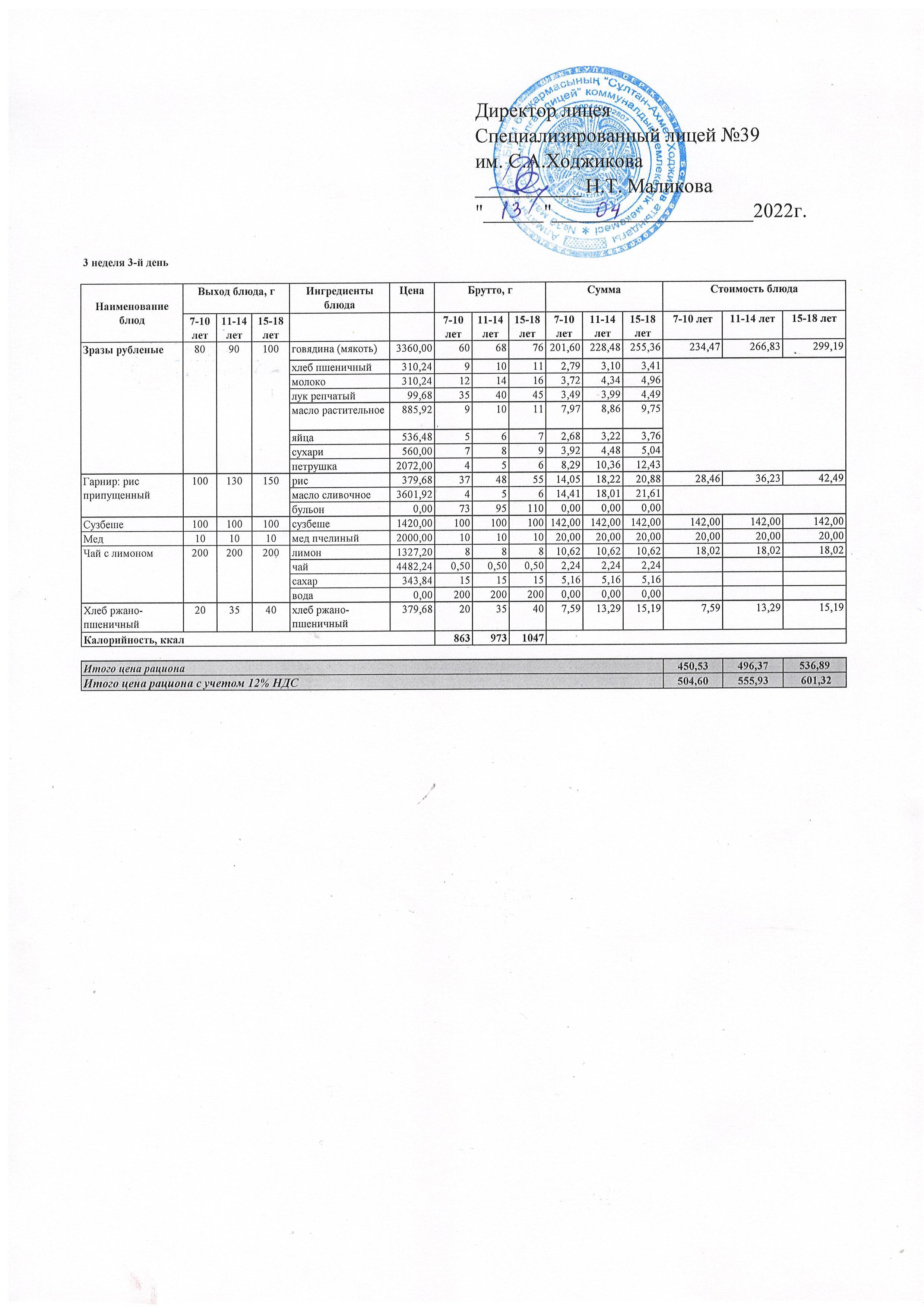 Ас мәзірі 13.04.2022ж