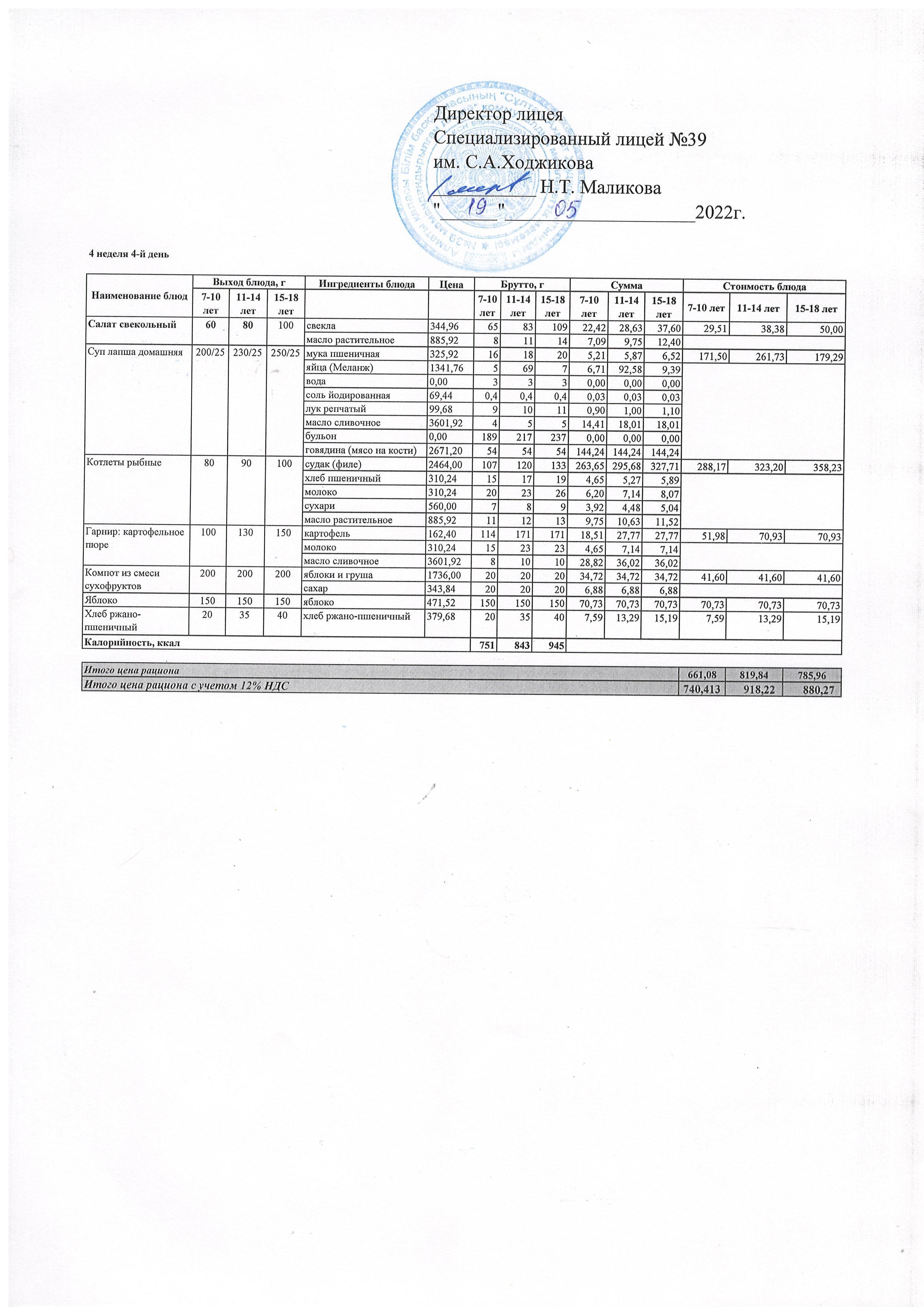 Ас мәзірі 19.05.2022ж