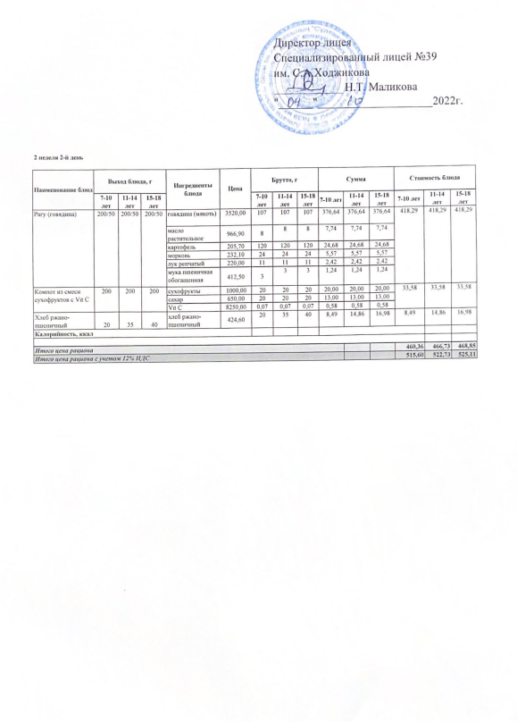 Ас мәзірі 04.10.2022ж