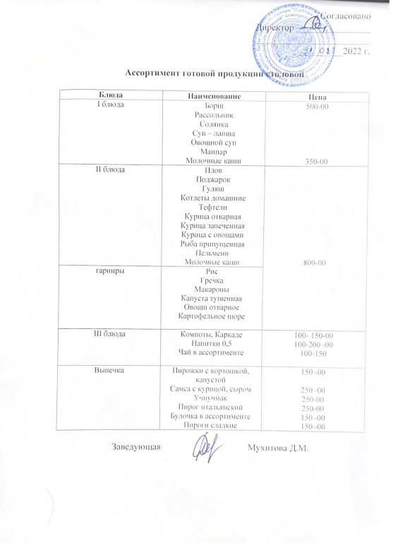 Асхананың дайын өнімдерінің ассортименті