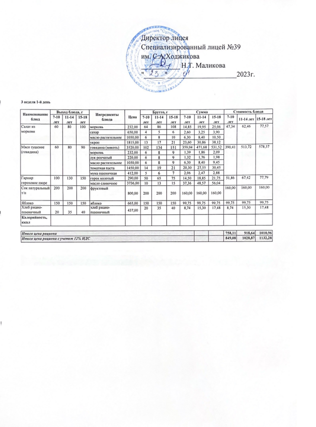 Ас мәзірі 23.01.2023ж