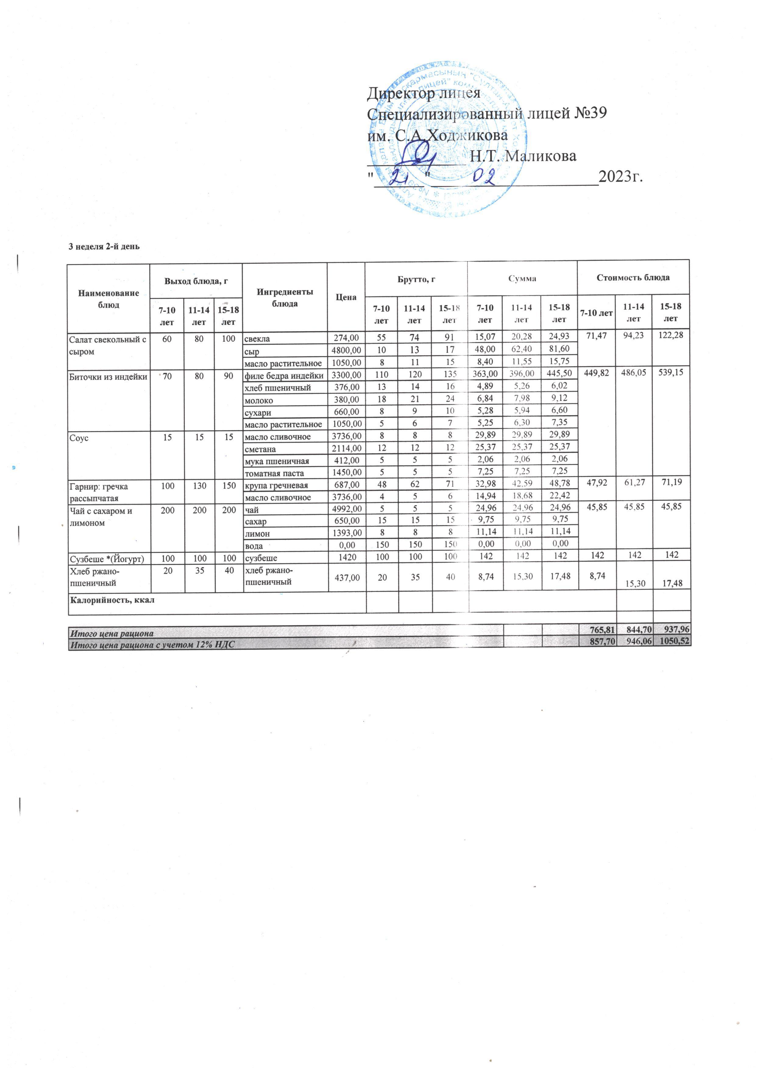 Ас мәзірі 21.02.2023