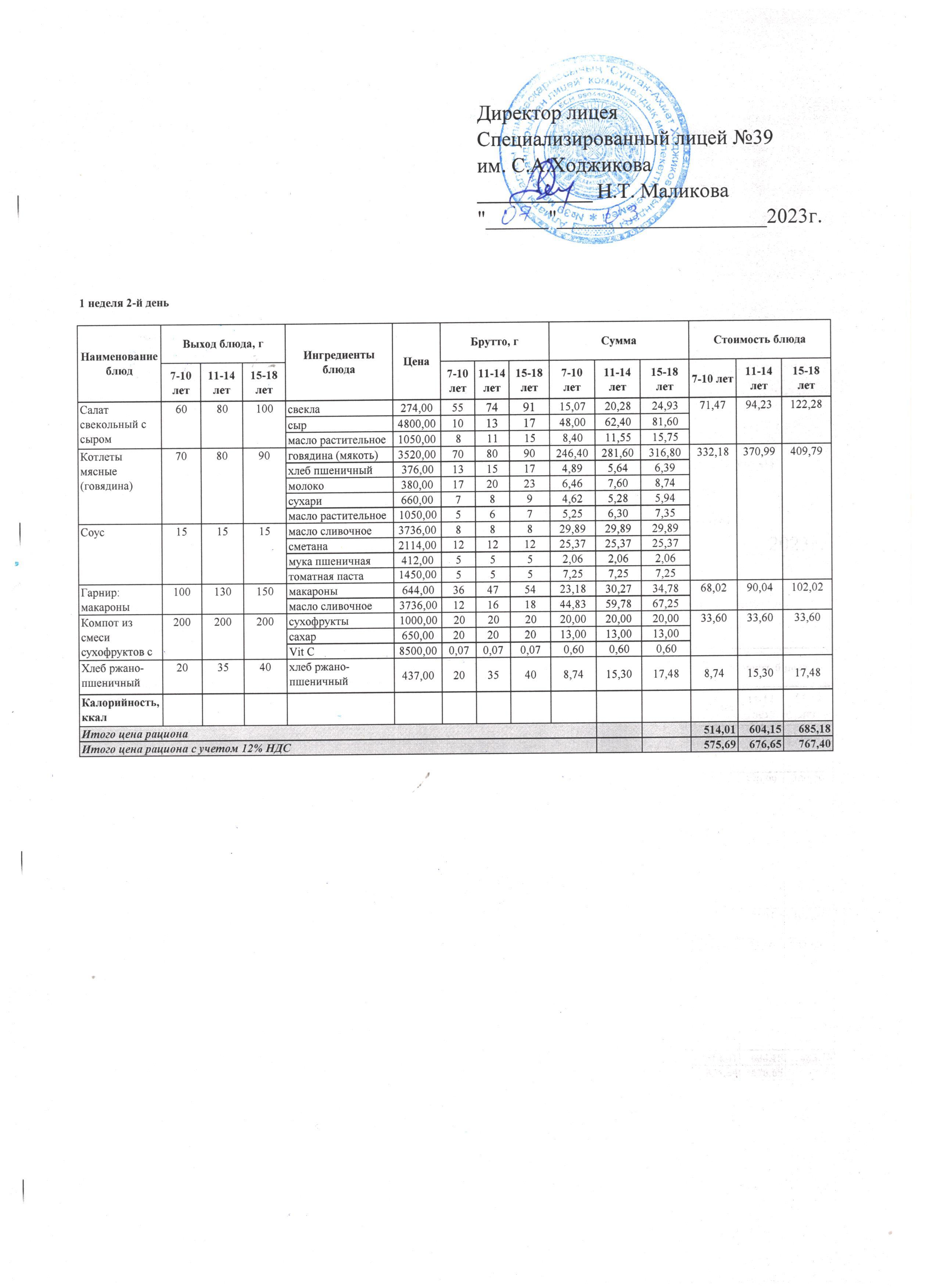 Ас мәзірі 07.03.2023ж