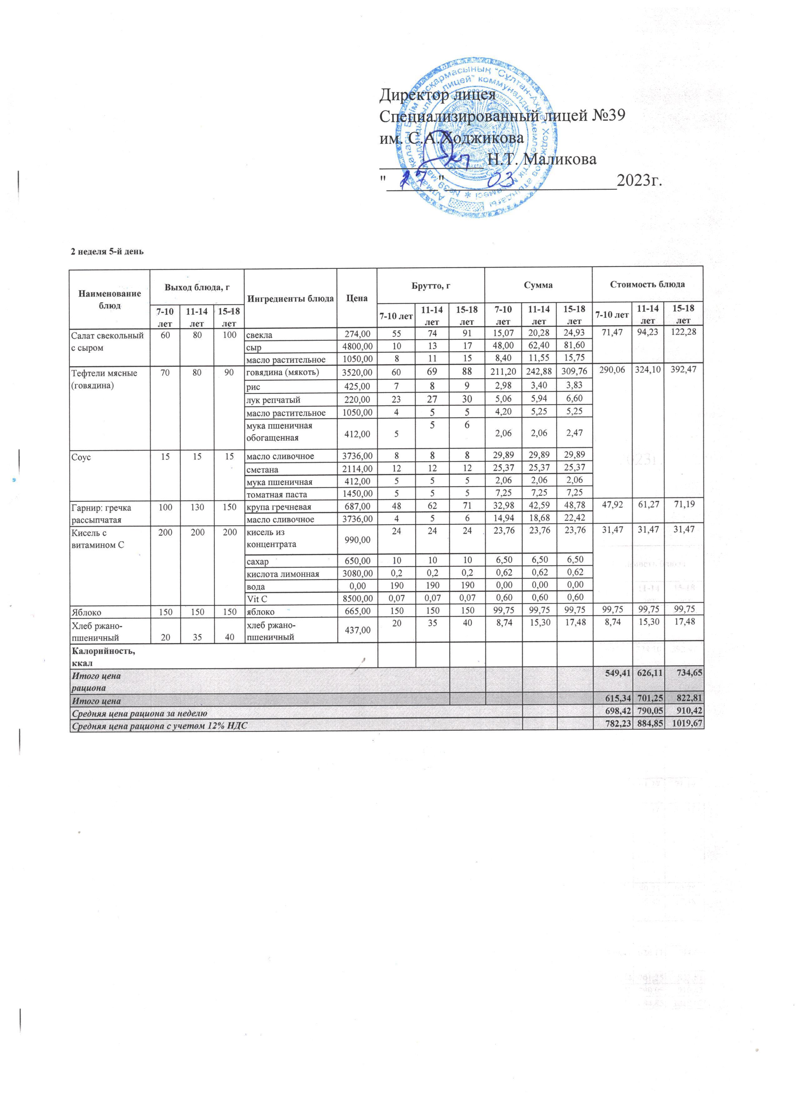 Ас мәзірі 17.03.2023