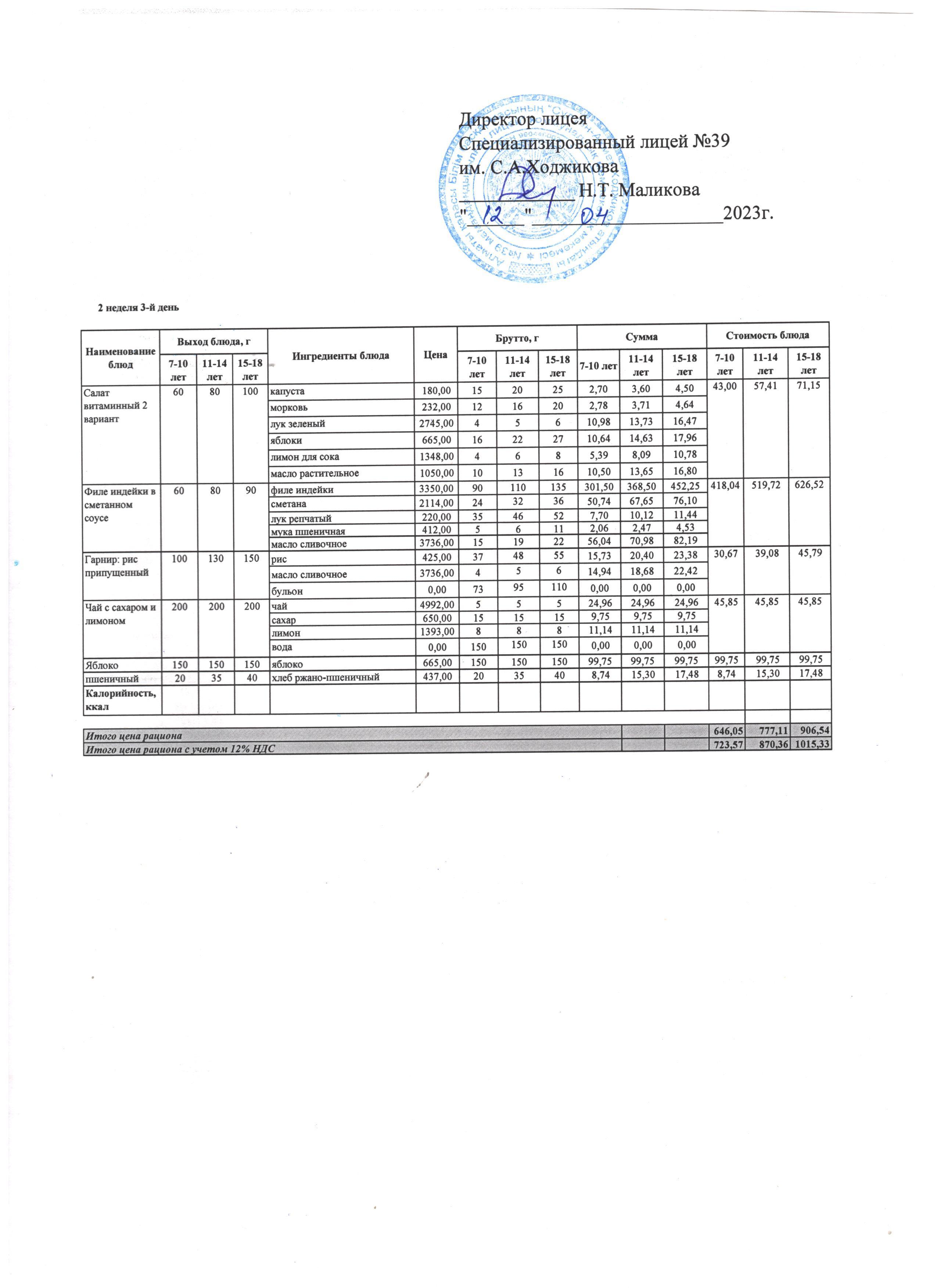 Ас мәзірі 12.04.2023
