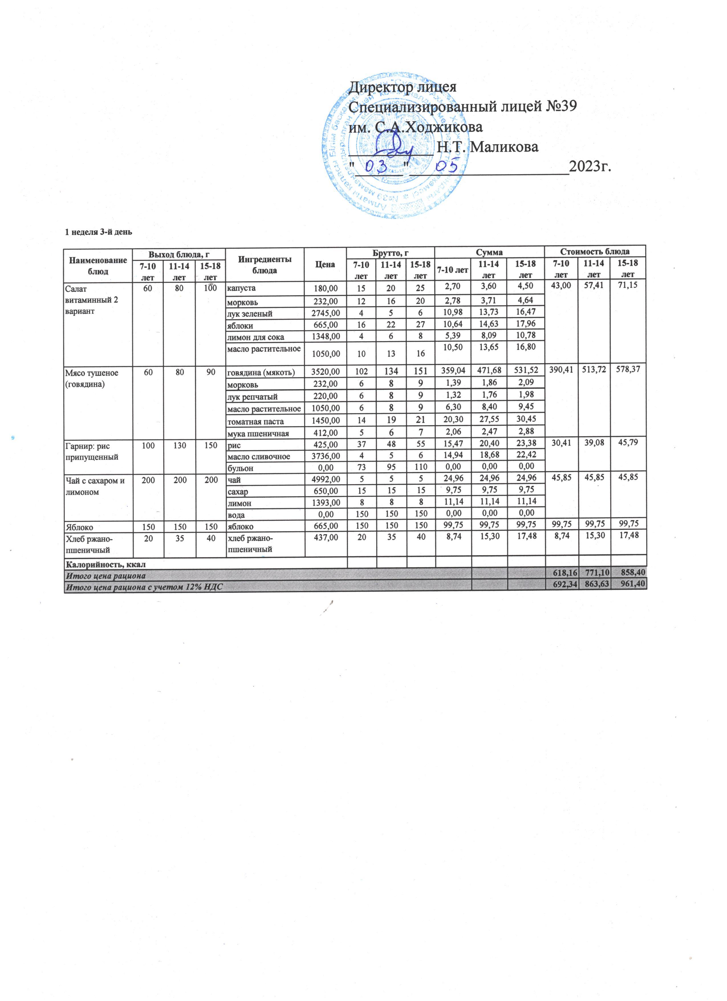 Ас мәзірі 03.05.2023