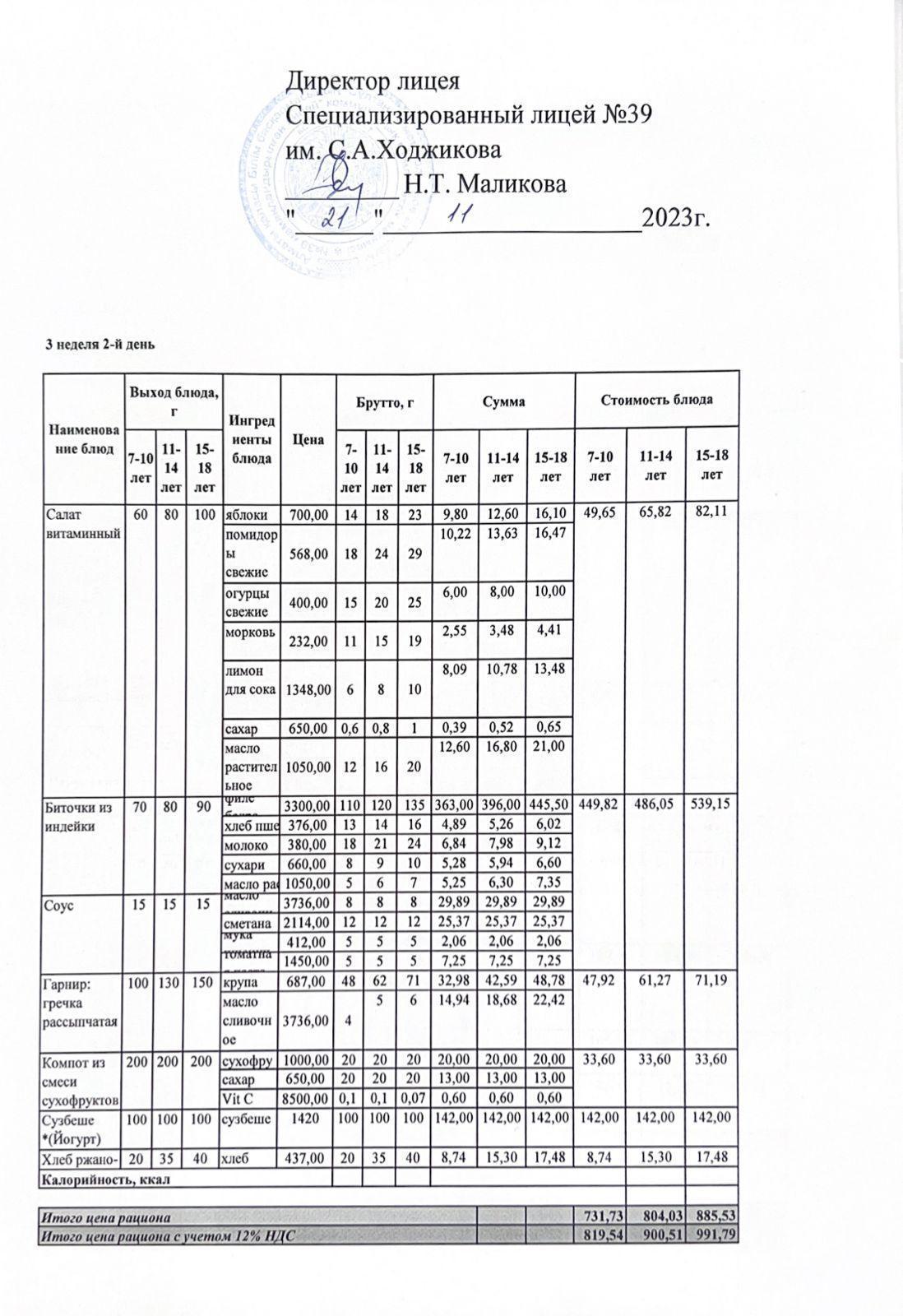 Ас мәзірі 21.11.2023ж