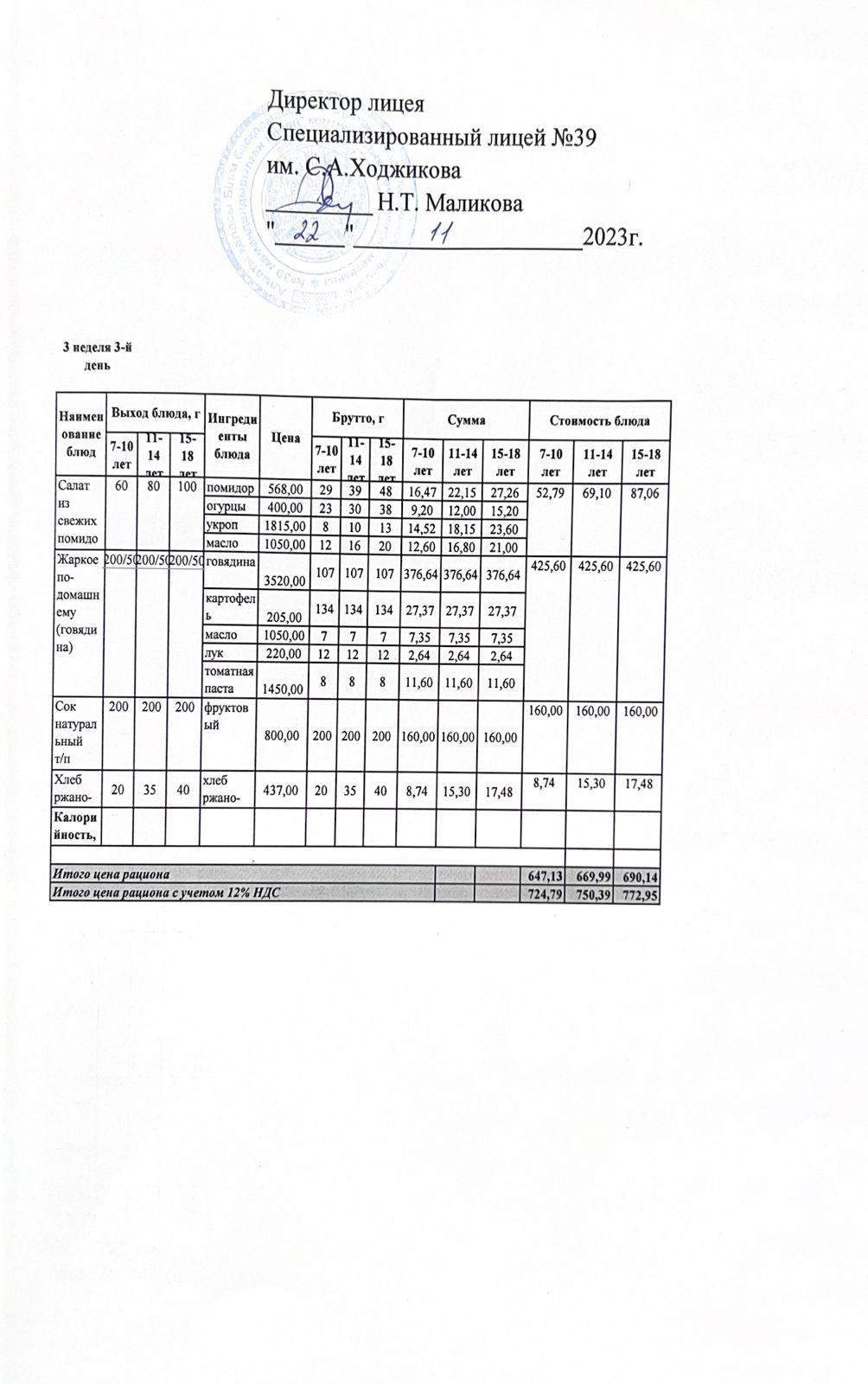 Ас мәзірі 22.11.2023ж