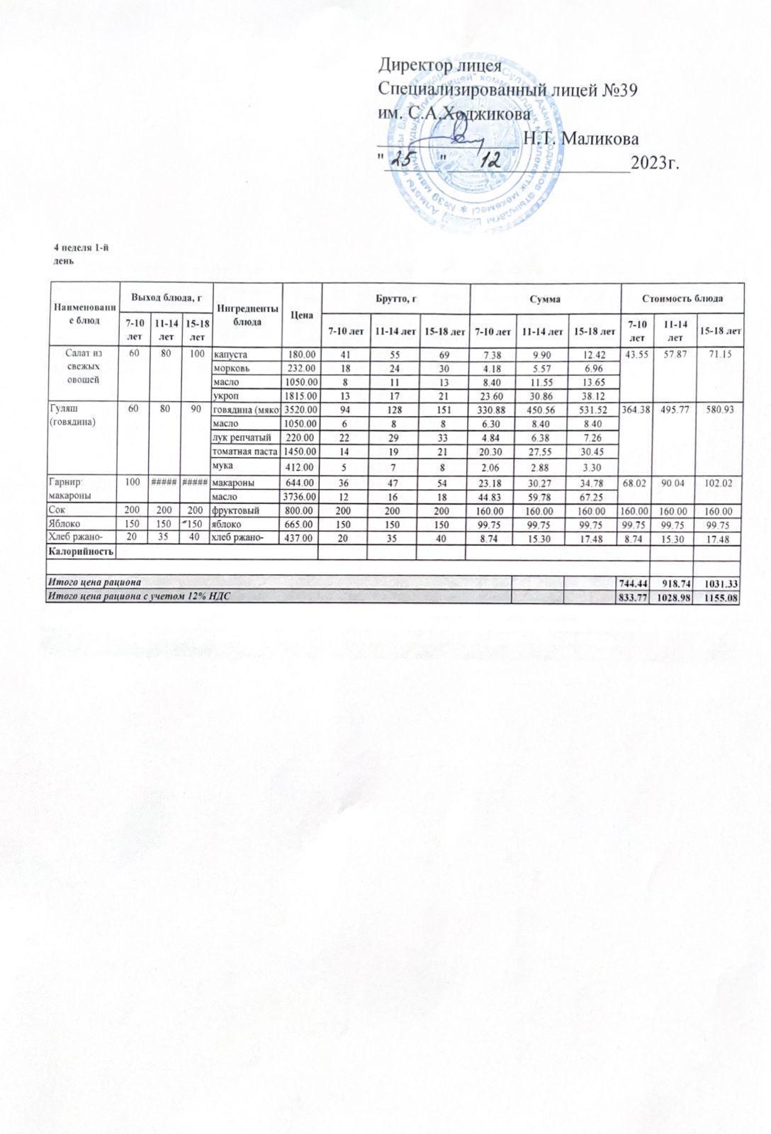 Ас мәзірі 25.12.2023ж