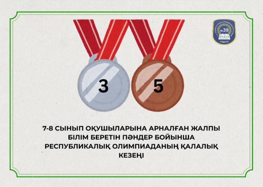 7-8 сынып оқушыларына арналған Республикалық олимпиаданың қалалық кезеңінің нәтижесі