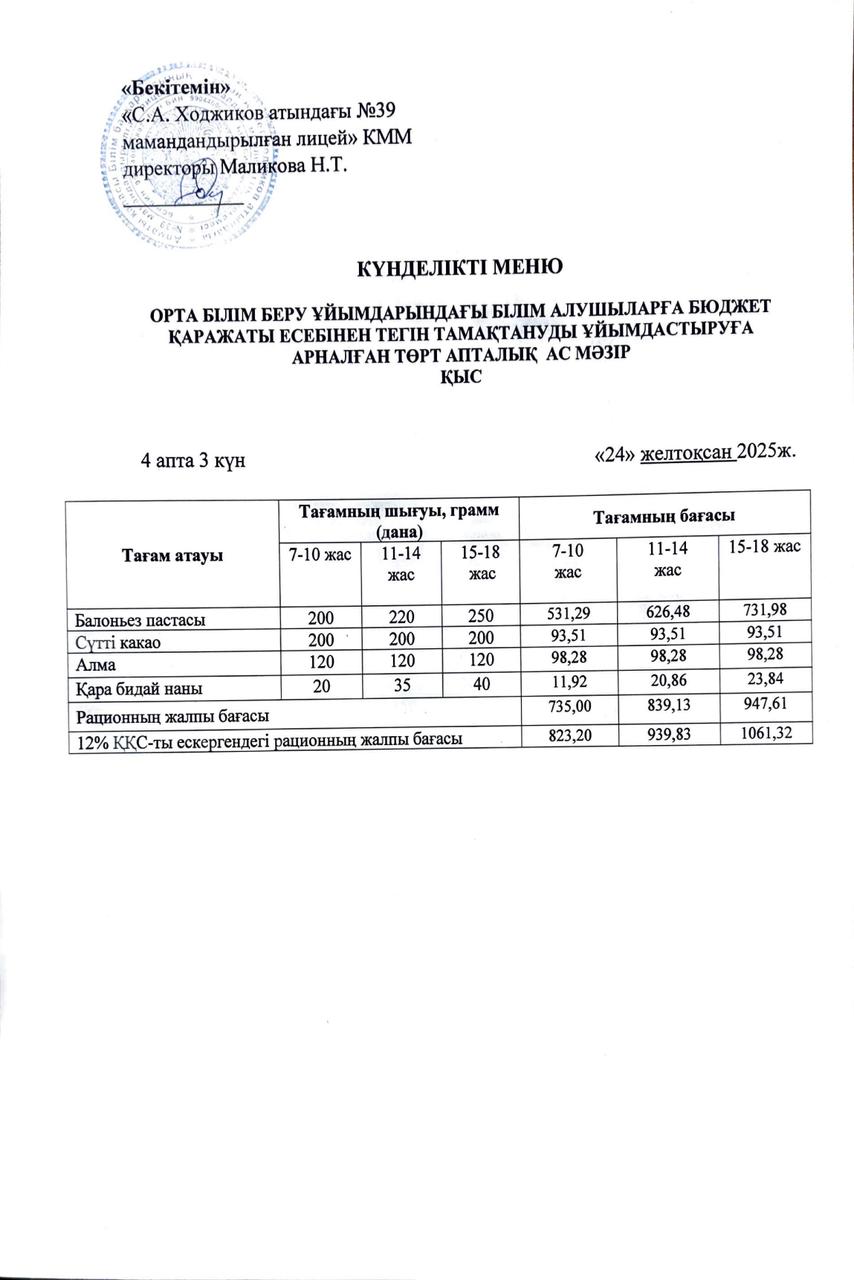 Ас мәзірі 24.12.2025ж.