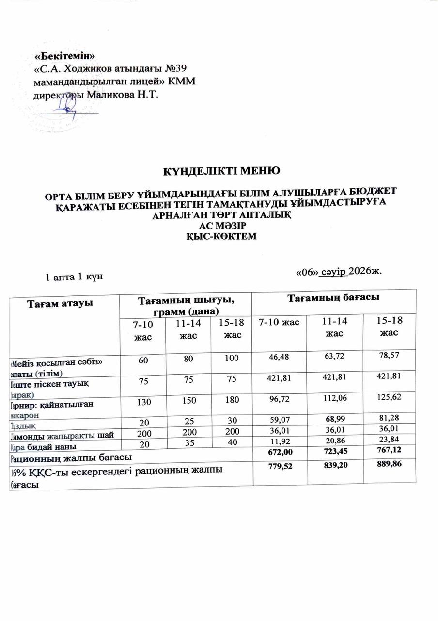 Ас мәзірі 06.04.2026ж.